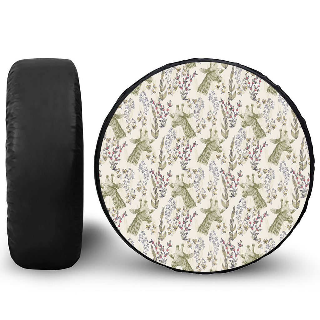 Vintage Giraffe Print Leather Spare Tire Cover