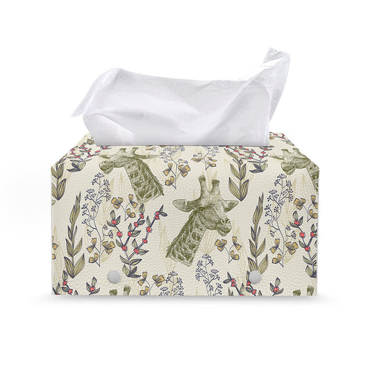 Vintage Giraffe Print Leather Tissue Box Cover