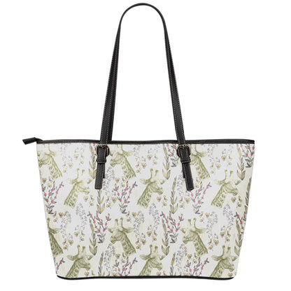 Vintage Giraffe Print Leather Tote Bag