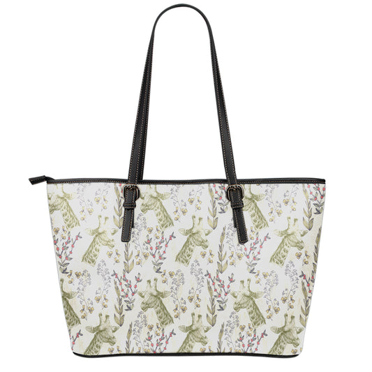 Vintage Giraffe Print Leather Tote Bag