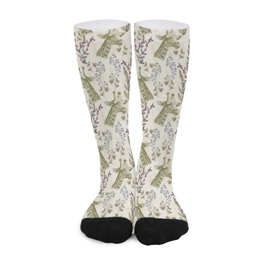 Vintage Giraffe Print Long Socks
