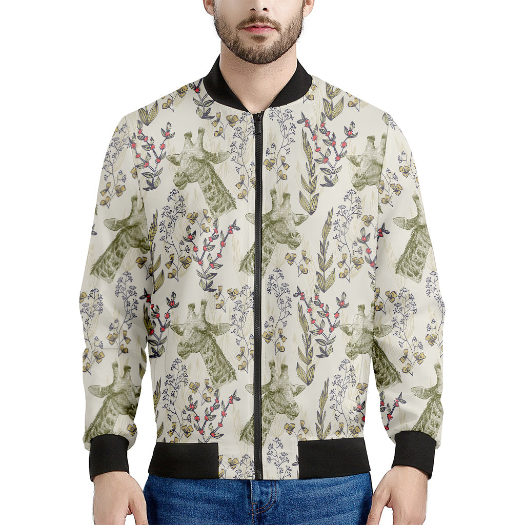 Vintage Giraffe Print Men's Bomber Jacket