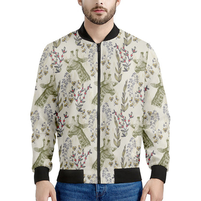 Vintage Giraffe Print Men's Bomber Jacket