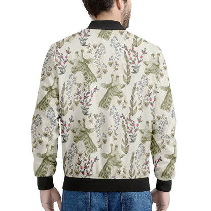 Vintage Giraffe Print Men's Bomber Jacket