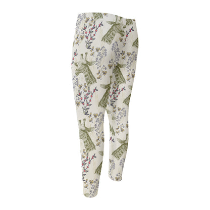 Vintage Giraffe Print Men's Compression Pants