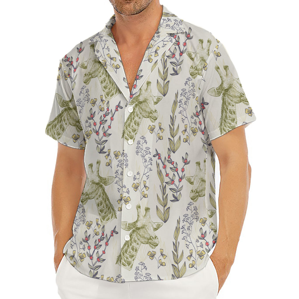 Vintage Giraffe Print Men's Deep V-Neck Shirt