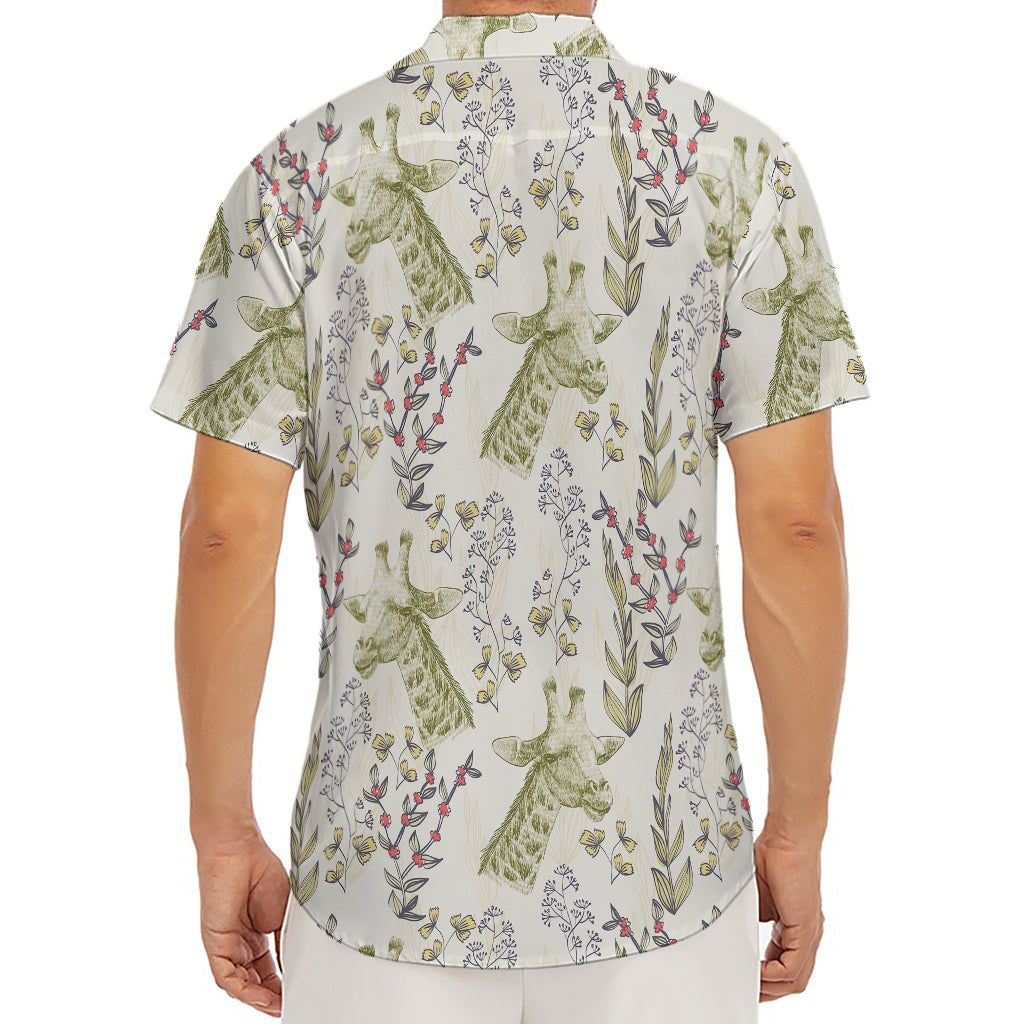 Vintage Giraffe Print Men's Deep V-Neck Shirt