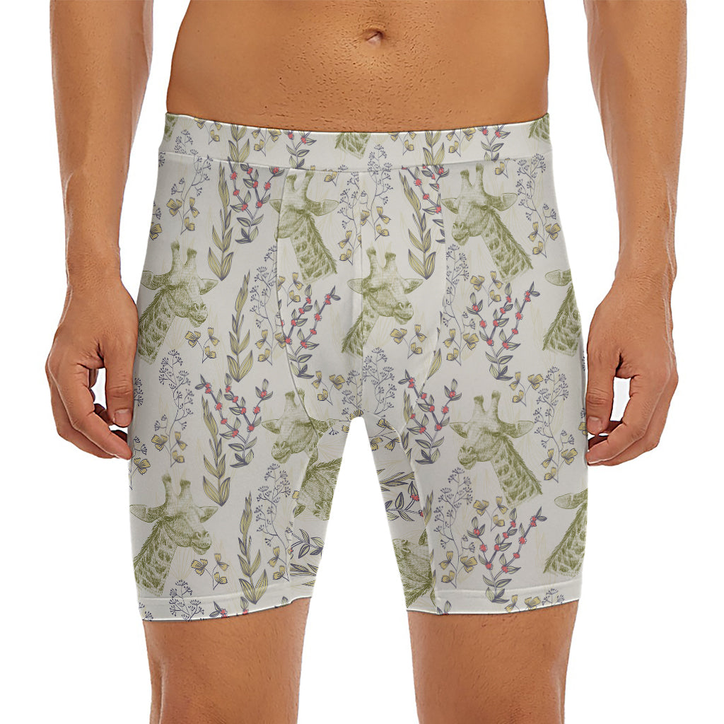 Vintage Giraffe Print Men's Long Boxer Briefs