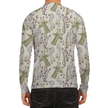 Vintage Giraffe Print Men's Long Sleeve Rash Guard
