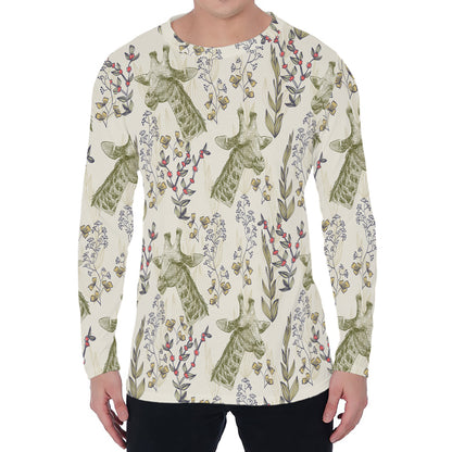 Vintage Giraffe Print Men's Long Sleeve T-Shirt