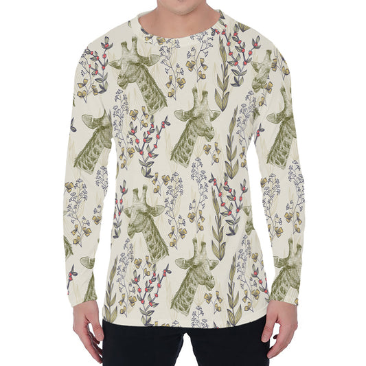 Vintage Giraffe Print Men's Long Sleeve T-Shirt