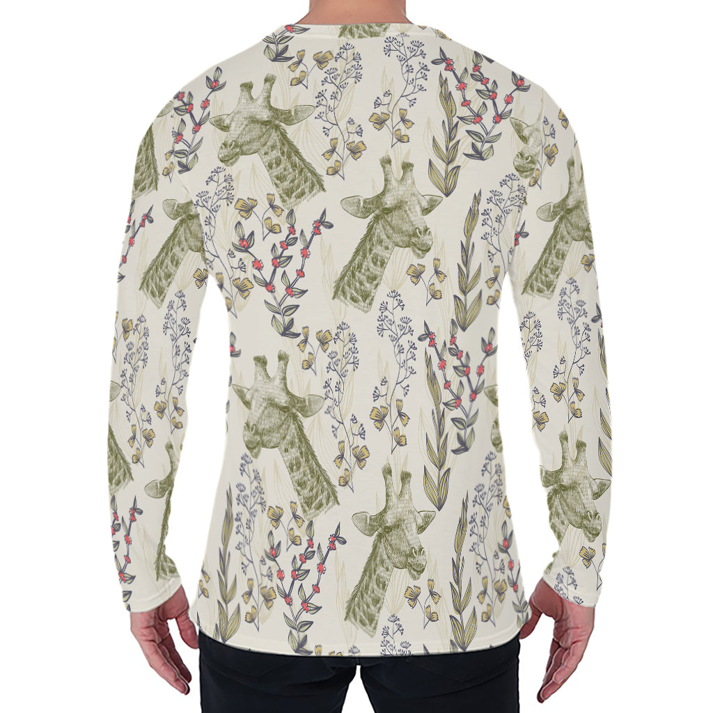 Vintage Giraffe Print Men's Long Sleeve T-Shirt