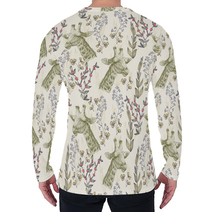 Vintage Giraffe Print Men's Long Sleeve T-Shirt