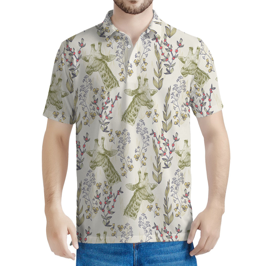 Vintage Giraffe Print Men's Polo Shirt