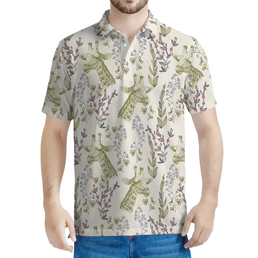 Vintage Giraffe Print Men's Polo Shirt