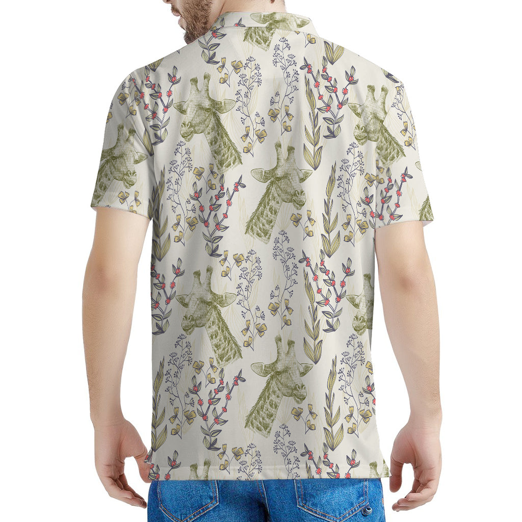 Vintage Giraffe Print Men's Polo Shirt