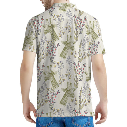 Vintage Giraffe Print Men's Polo Shirt