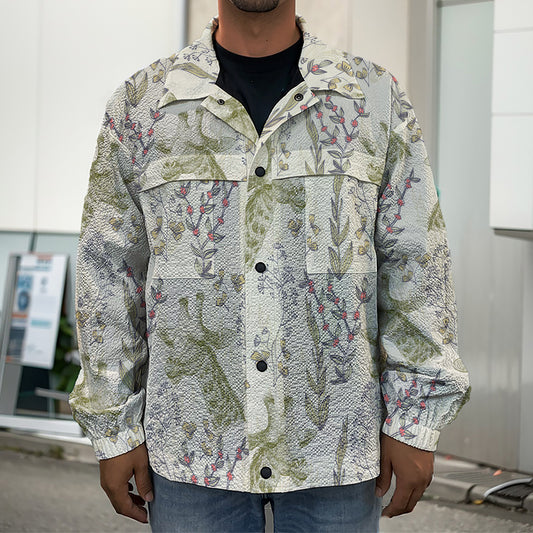 Vintage Giraffe Print Men's Shirt Jacket