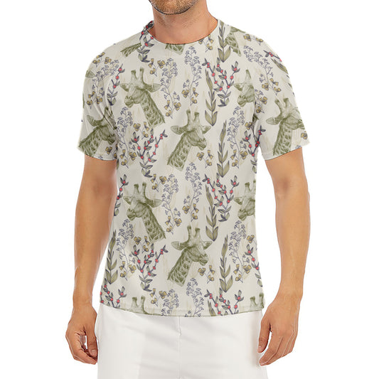 Vintage Giraffe Print Men's Short Sleeve Rash Guard