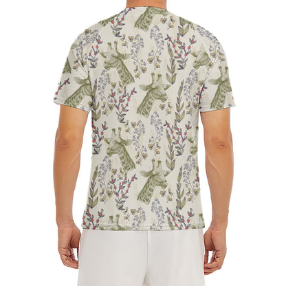 Vintage Giraffe Print Men's Short Sleeve Rash Guard