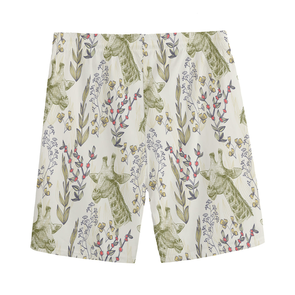 Vintage Giraffe Print Men's Sports Shorts