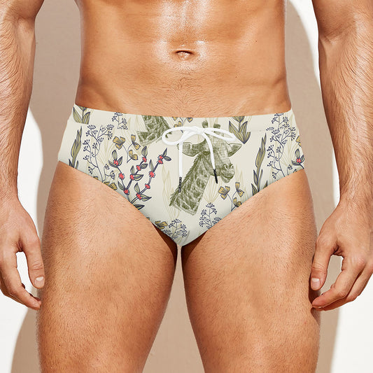 Vintage Giraffe Print Men's Swim Briefs