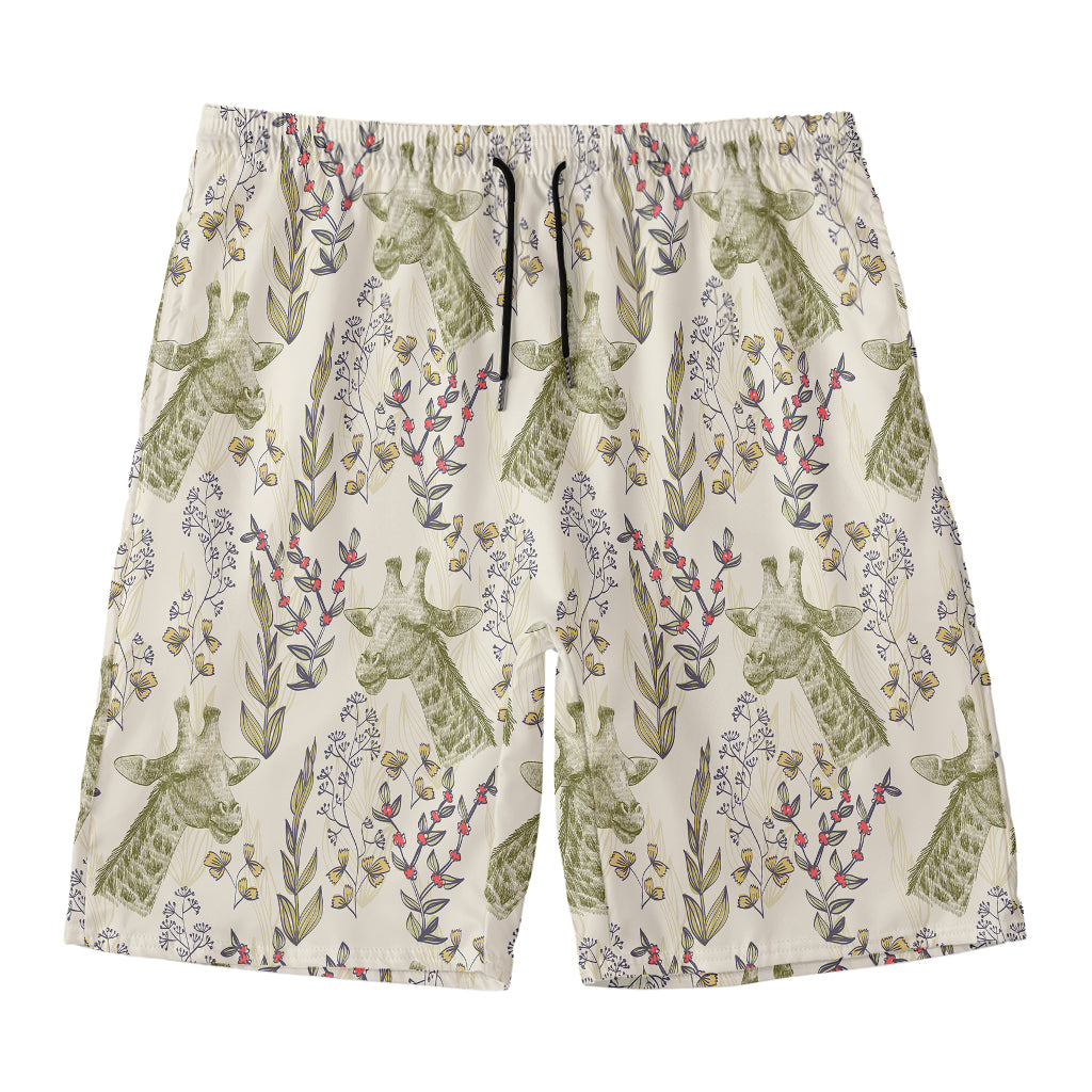 Vintage Giraffe Print Men's Swim Trunks