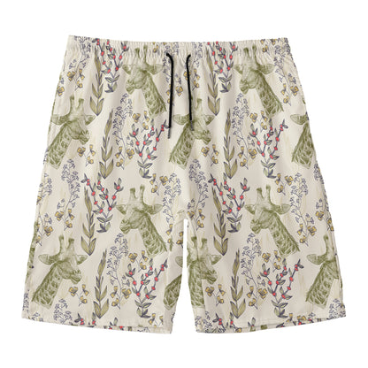 Vintage Giraffe Print Men's Swim Trunks