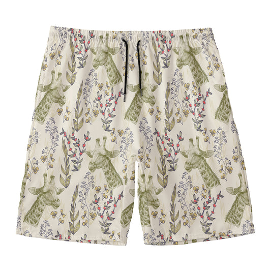 Vintage Giraffe Print Men's Swim Trunks