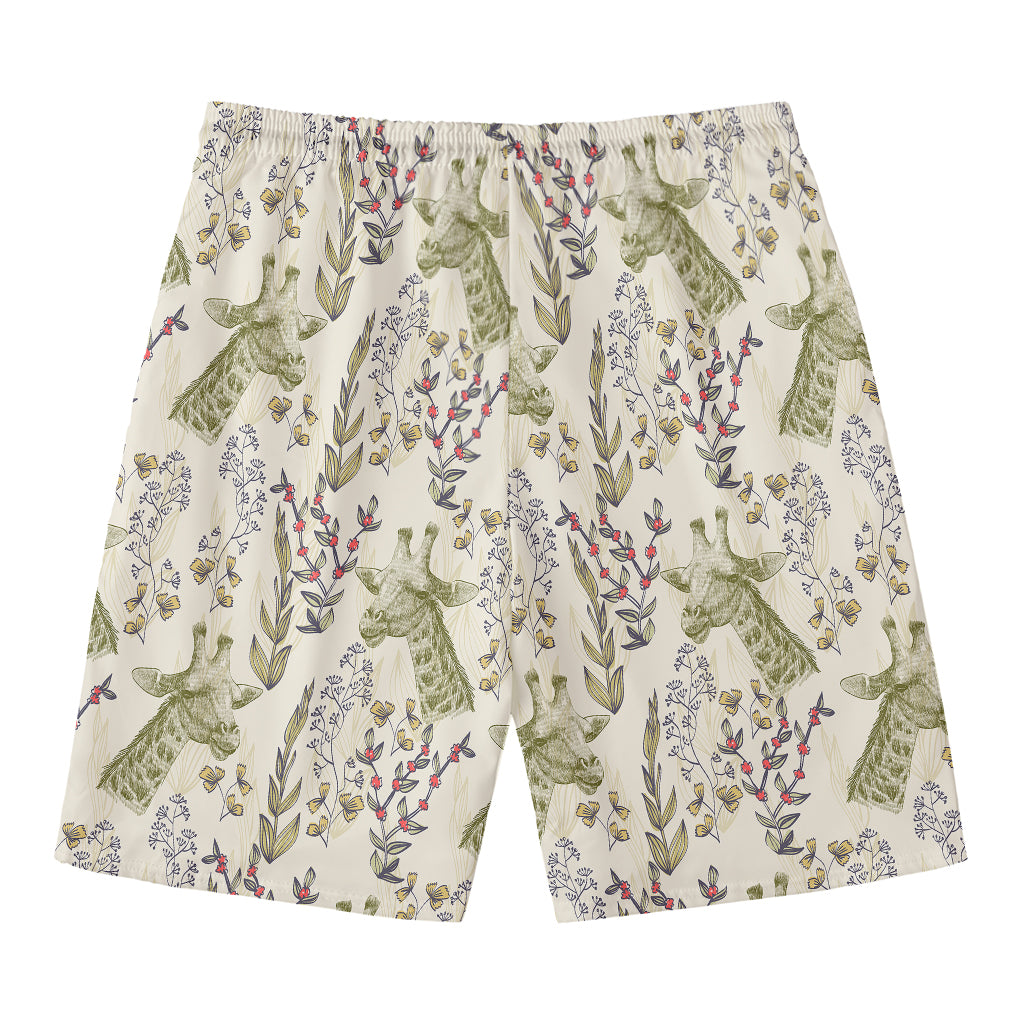 Vintage Giraffe Print Men's Swim Trunks