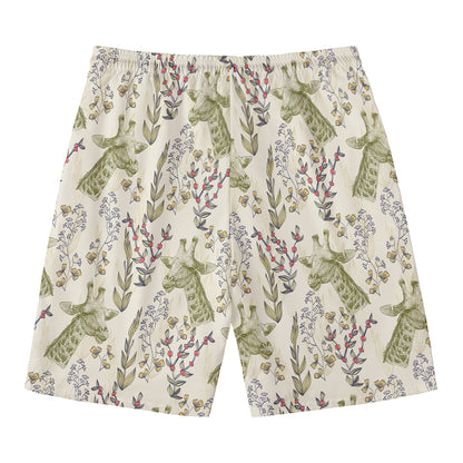 Vintage Giraffe Print Men's Swim Trunks