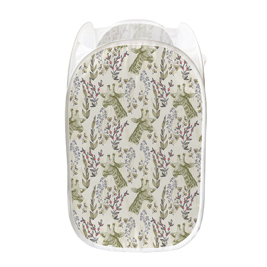 Vintage Giraffe Print Mesh Laundry Hamper