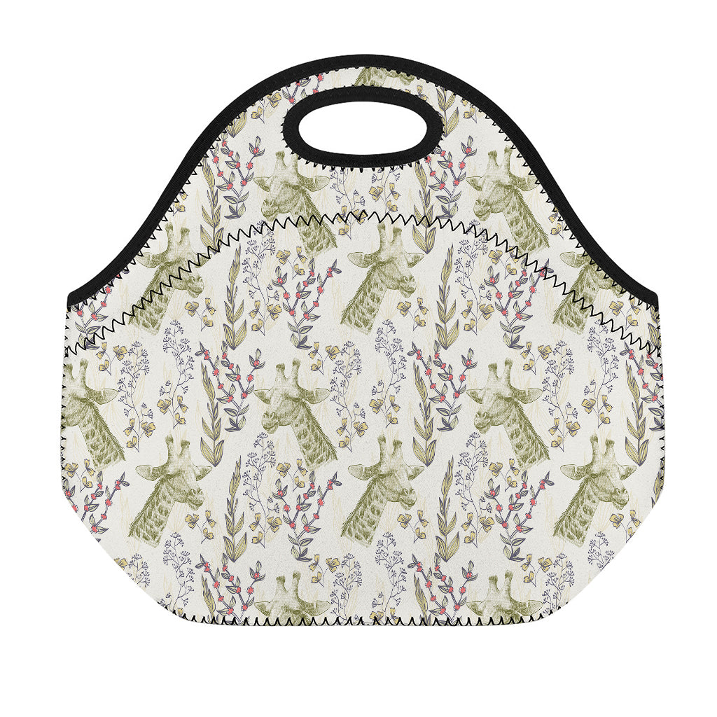 Vintage Giraffe Print Neoprene Lunch Bag