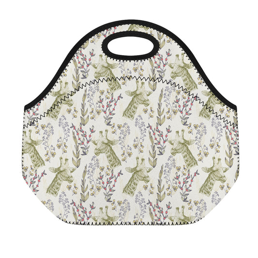 Vintage Giraffe Print Neoprene Lunch Bag