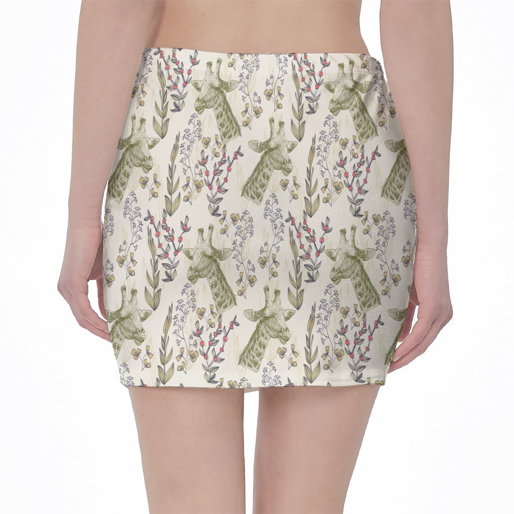 Vintage Giraffe Print Pencil Mini Skirt
