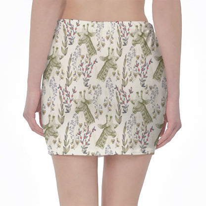 Vintage Giraffe Print Pencil Mini Skirt