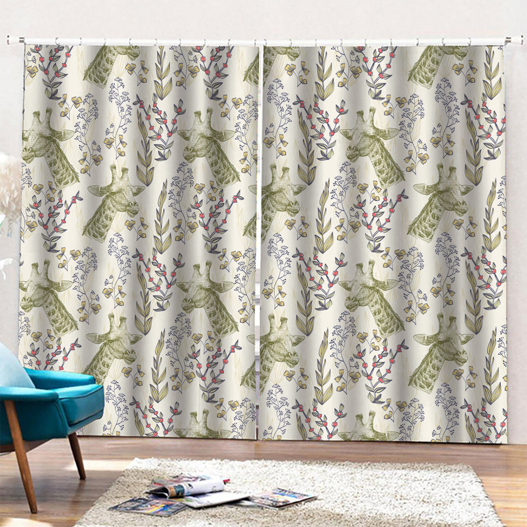 Vintage Giraffe Print Pencil Pleat Curtains