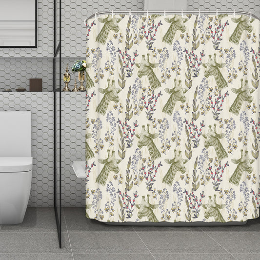 Vintage Giraffe Print Polyester Shower Curtain
