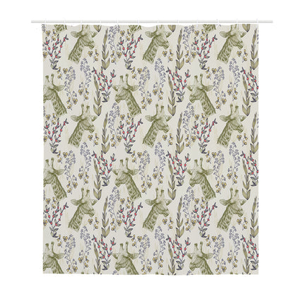 Vintage Giraffe Print Polyester Shower Curtain