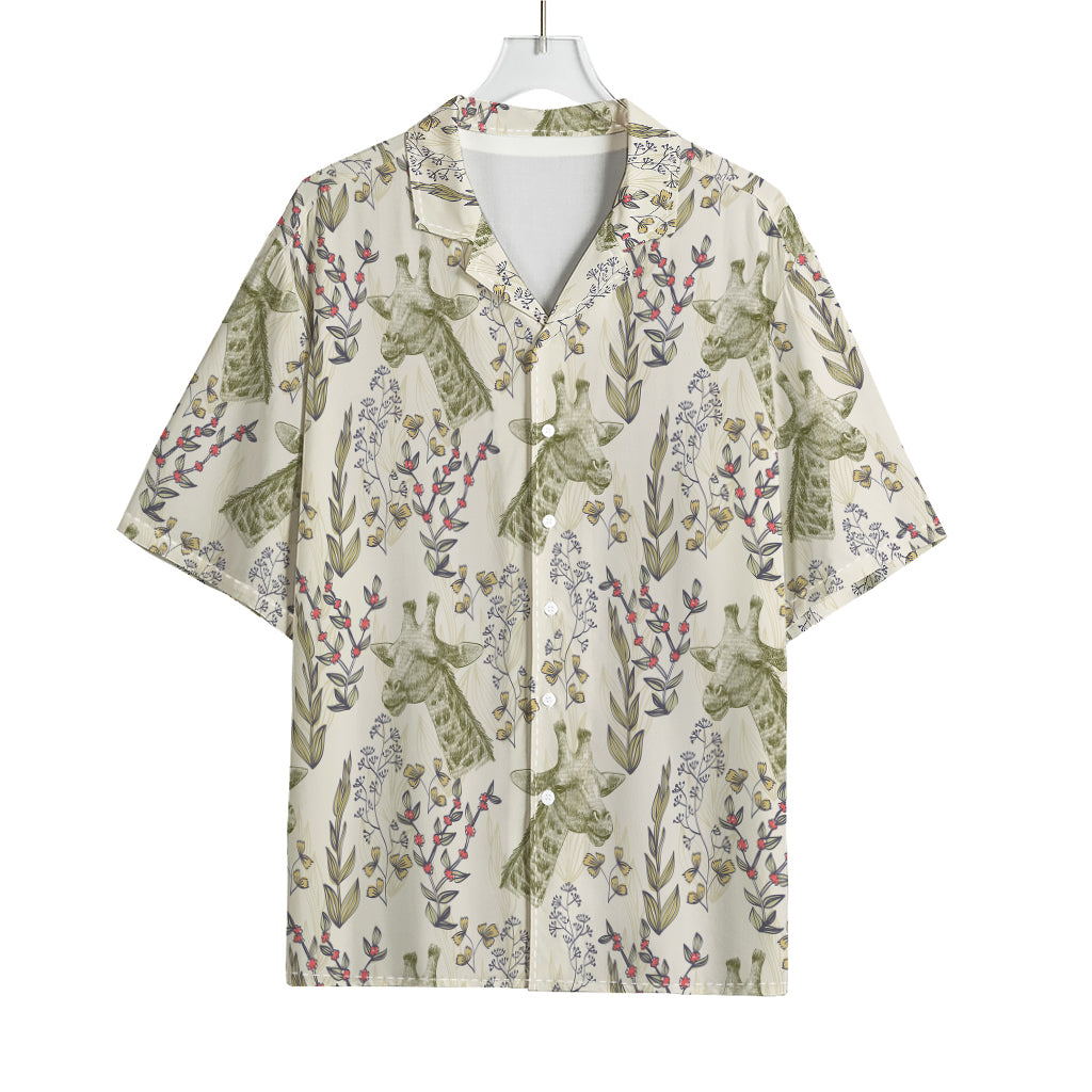 Vintage Giraffe Print Rayon Hawaiian Shirt