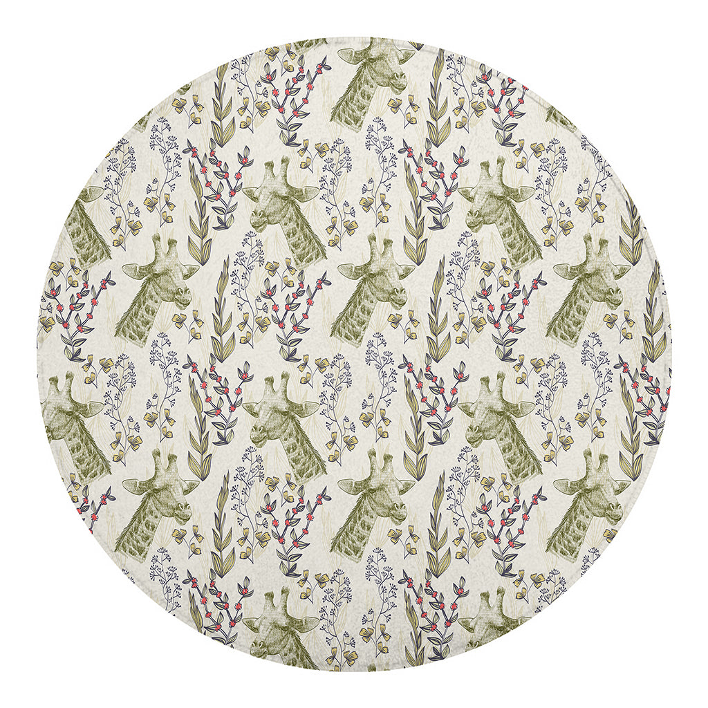 Vintage Giraffe Print Round Blanket