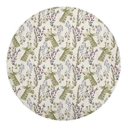 Vintage Giraffe Print Round Blanket