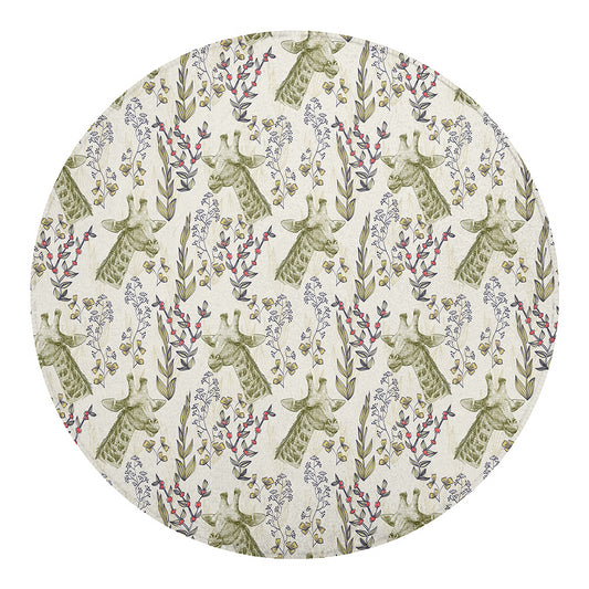 Vintage Giraffe Print Round Blanket
