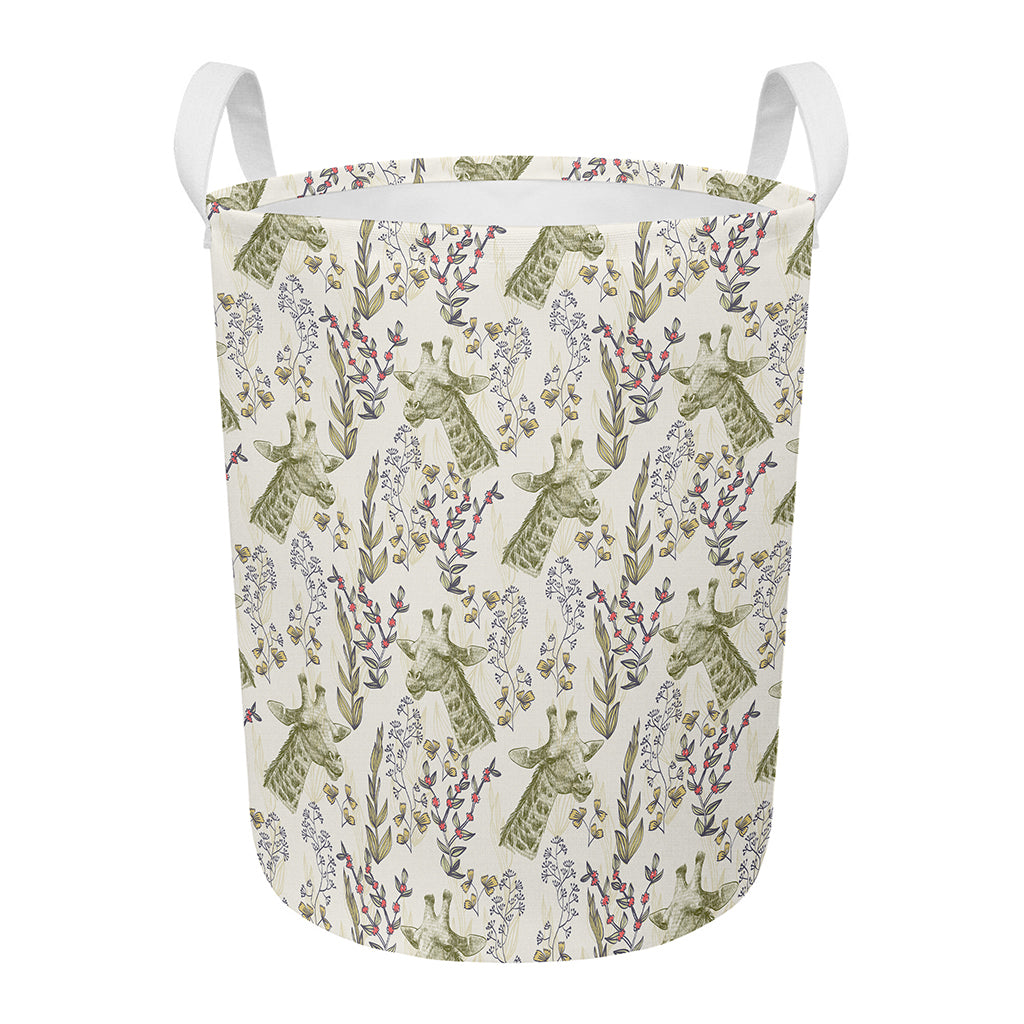 Vintage Giraffe Print Round Laundry Basket