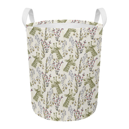 Vintage Giraffe Print Round Laundry Basket