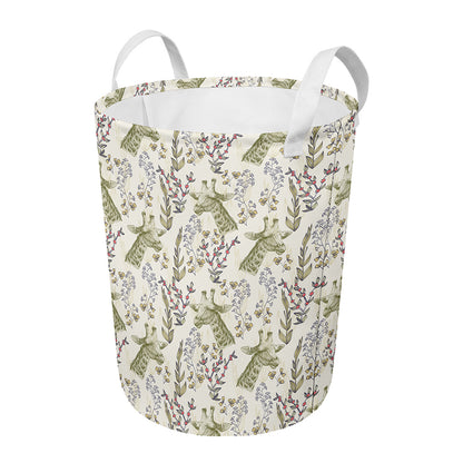 Vintage Giraffe Print Round Laundry Basket
