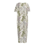 Vintage Giraffe Print Short Sleeve Long Nightdress