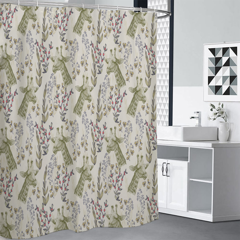 Vintage Giraffe Print Shower Curtain