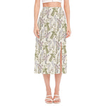 Vintage Giraffe Print Side Slit Midi Skirt