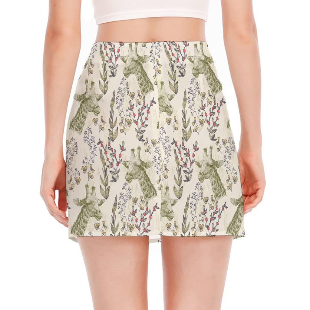 Vintage Giraffe Print Side Slit Mini Skirt